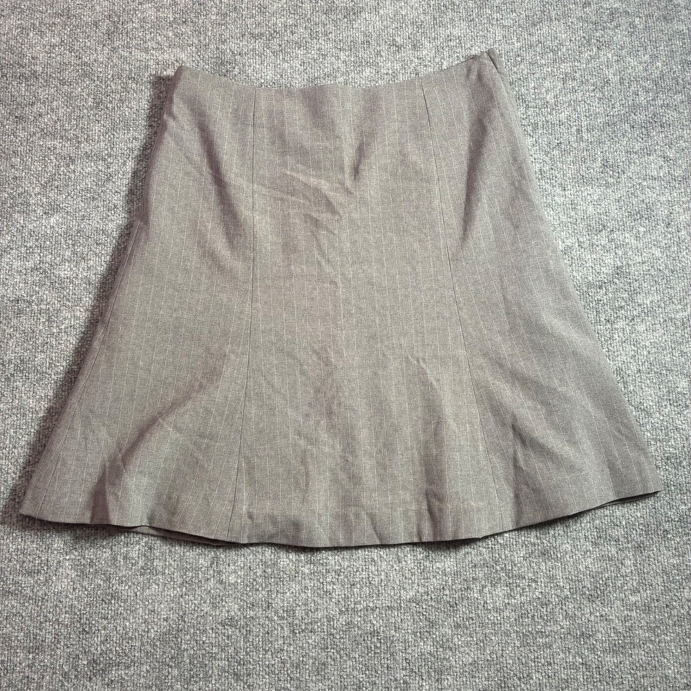 Gap Pinstripe A-Line Skirt Womens 10 Grey Wool Blend Side Zip Career